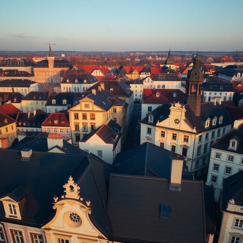 Pohled na střechy centra Hradce Králové